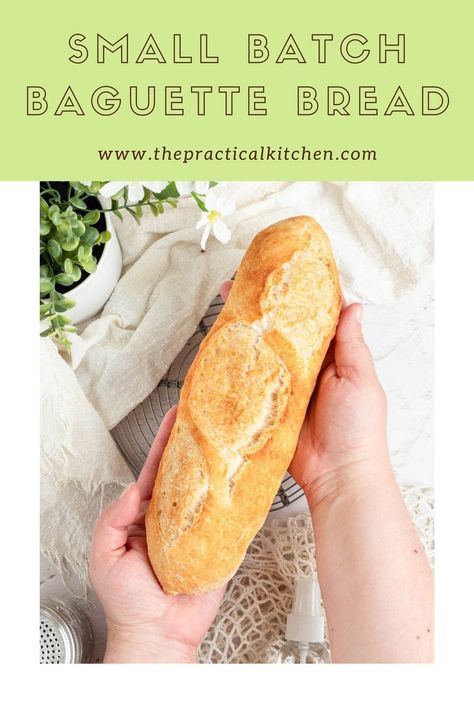 This mini baguette bread uses one cup of flour and bakes up beautifully browned with a thick, crunchy crust, an airy yet soft interior, and is perfect for sandwiches and snacking! The Practical Kitchen, Quick Rolls, Baguette Recipe, Mini Baguette, Baguette Bread, Practical Kitchen, Instant Yeast, Toaster Oven, Have You Tried