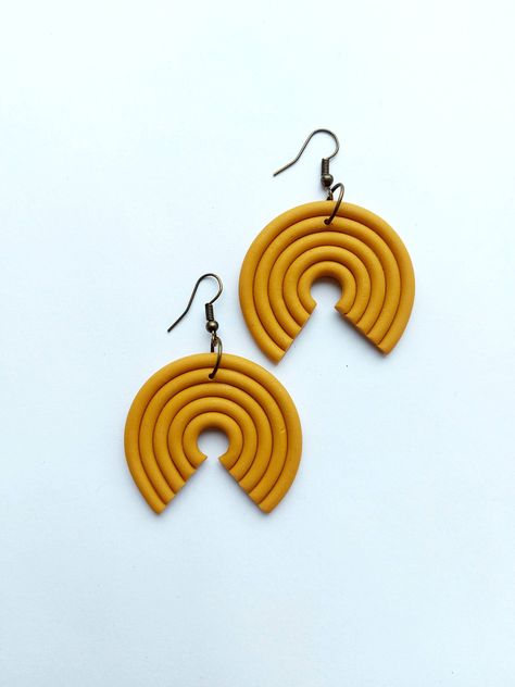 Big Round Earrings, Yellow Statement Earrings, White Statement Earrings, Silver Statement Earrings, Gold Statement Earrings, Daisy Earrings, Fimo Clay, Yellow Earrings, Large Hoop Earrings