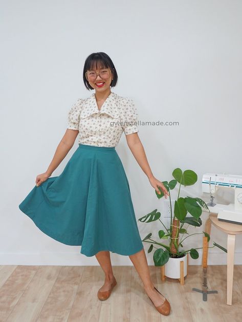 How to Draft and Sew a Half Circle Skirt (4 panels) — Gwenstella Made Sewing Skirts For Beginners, Split Skirt Pattern, Flared Skirt Pattern, Diy Circle Skirt, Circle Maxi Skirt, High Waisted Circle Skirt, Half Circle Skirt, Circle Skirt Pattern, Neesees Dresses