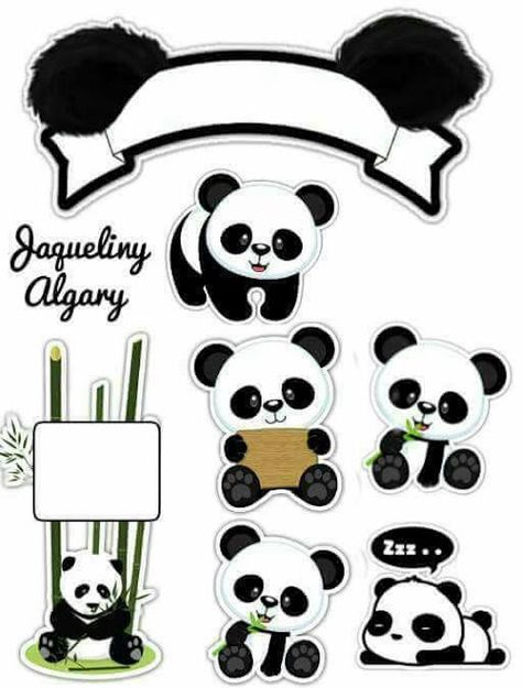 Panda Free Printable Cake Toppers. | Oh My Fiesta! in english Panda Themed Party, Bolo Panda, Panda Baby Showers, Panda Craft, Panda Decorations, Panda Birthday Party, Panda Bebe, Panda Birthday, Panda Party