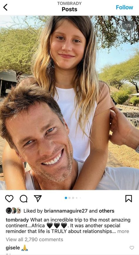 Gisele Bündchen Reacts to Tom Brady's Message About His "Incredible" Birthday Trip to Africa Giselle And Tom Brady, Hand Emoji, Trip To Africa, Bridget Moynahan, Gisele B, Birthday Trip, Gisele Bündchen, Irina Shayk, Sports Stars