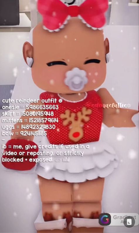 Berry Avenue Codes Newborn, Newborn Outfit Codes Berry Ave, Berry Avenue Baby Codes, Berry Avenue Codes Toddler, Bad Room Ideas, Cozy Christmas Outfit, Reindeer Outfit, Clothing Codes, Bloxburg Decals Codes Aesthetic