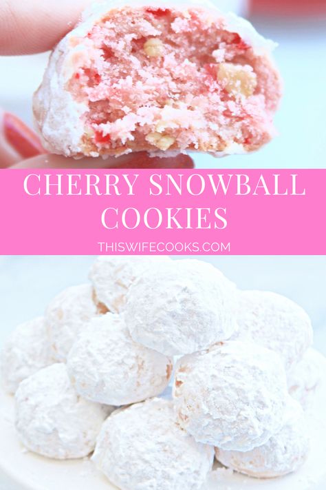 Cherry Snowball Cookies, Snowball Cookie, Made To Be A Momma, Ball Cookies, Gf Meals, Recipes Holiday, Dairy Free Cookies, Cookie Craft, Cherry Cookies