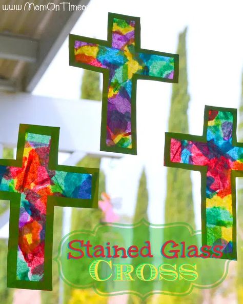 Religious Easter Crafts for Sunday School or at Home - Red Ted Art - Make crafting with kids easy & fun Christian Easter Art, Easter Religious Crafts, Stained Glass Cross, Easter Crafts Preschool, Easter Preschool, Glass Cross, Christian Crafts, Cross Crafts, Easter Religious