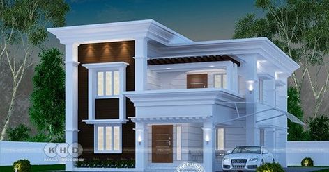 2060 square feet 3 bedroom Arabic model house in Kerala by Dream Form from Kerala Home Design Simple, Villa Ideas, Home Designs Exterior, Two Story House Design, Kerala House, 2 Storey House Design, Houses Design, House Plans Mansion, House Roof Design