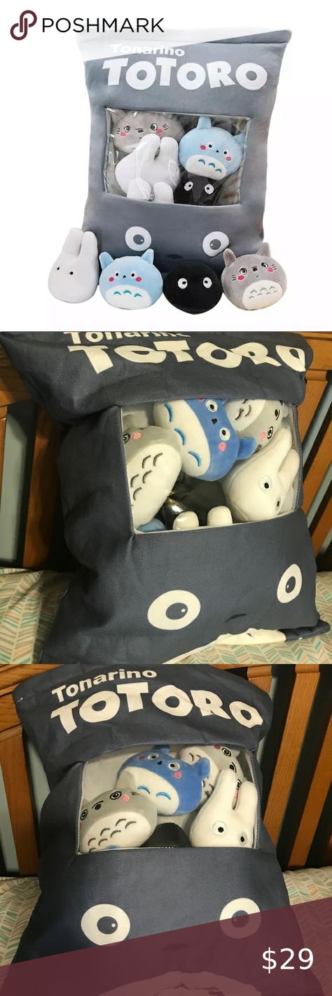 New- My Neighbor Totoro Plush Pillow w/ Mini Plushies Inside Zips Anime Sprite My Neighbor Totoro Characters, Totoro Characters, Mini Plushies, Totoro Plush, Soot Sprite, Teen Christmas Gifts, Plastic Window, Neighbor Totoro, Anime Lover