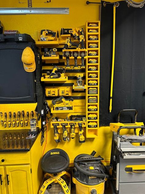 DeWALT Owners Group | I think the best thing I’ve ever built was my collection 💪 | Facebook Dewalt Workbench, Dewalt Storage, Dewalt Tools, Milwaukee Tools, Shop Tools, Garage Shop, Garage Tools, Tool Sheds, Wood Planters