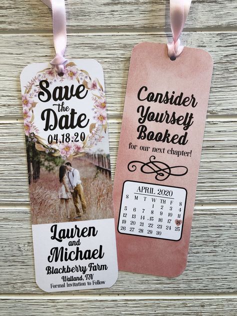 Save The Date Bookmark, Bookmark Save The Date, Wedding Save The Date Ideas Unique, Unique Save The Date Ideas For Weddings, Diy Save The Date Ideas, Save The Date Ideas For Weddings, Bookmark Invitation, Creative Save The Date Ideas, Unique Save The Date Ideas