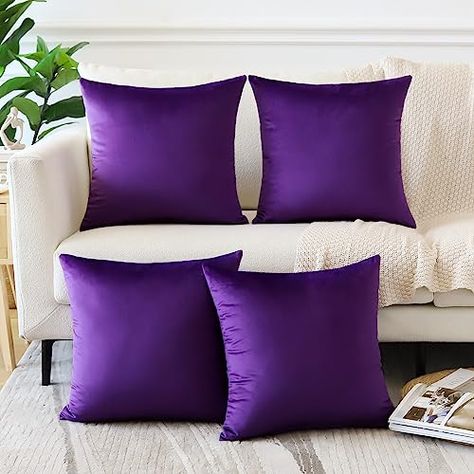 Purple Pillows Living Room, Royal Luxury Bedroom Design, Purple Living Room Furniture, Purple Living Room, Affordable Sofa, Plain Cushions, Luxury Bedroom Design, Purple Home, Luxury Cushions