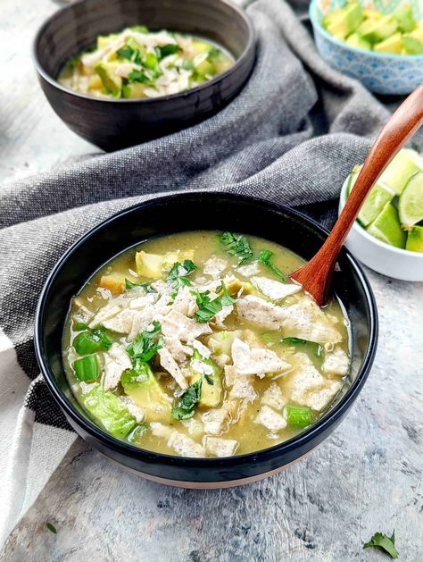 Green Chicken Enchilada Soup, Ground Turkey Stroganoff, Aip Chicken, Aip Diet Recipes, Green Chicken Enchiladas, Aip Paleo Recipes, Green Chicken, Paleo Soup, Plantain Chips