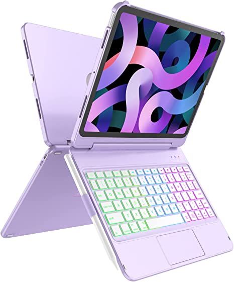 Ipad Air 5th Generation, Ipad Keyboard Case, Keyboard For Ipad, Ipad Essentials, Cute Ipad Cases, Keyboard With Touchpad, Purple Cases, Photoshop Design Ideas, Backlit Keyboard