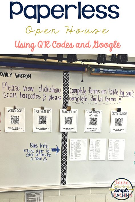 Paperless Open House using QR Codes and Google! Simplify the paperwork at the start of the school year for parents and educators! Tips , ideas and more to transform your next Open House! #sassysavvysimpleteaching #paperlessopenhouse #openhouse #teacherideas #backtoschool School Open House, High School Organization, Back To School Night, High School Classroom, School Opening, Middle School Classroom, Meet The Teacher, Teaching Middle School, Classroom Technology