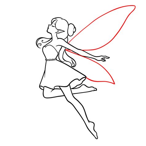 How to Draw Fairies: 6 Easy Drawing Guides in 1 Easy Fairy Paintings For Beginners, Fairy Simple Drawing, Cute Fairy Drawing Easy, Fairy Sketch Simple, Fairy Easy Drawing, How To Draw A Fairy, Easy Fairy Painting, Drawing A Fairy, Fairy Drawings Easy