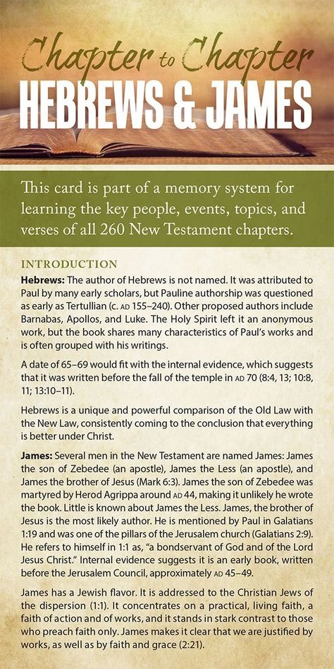 Chapter to Chapter - Hebrews & James Sermons Outlines, Hebrews Bible Study, Sermon Outlines, Bible Overview, Bible Study Template, Bible Books, Book Of James, Bible Topics, Bible Study Printables