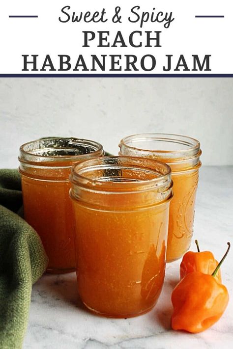 Peach Habanero Hot Sauce Recipe, Canning Tatum, Glaze For Pork Chops, Habanero Jelly Recipe, Peach Habanero Jam, Habanero Jam, Habanero Recipes, Habanero Jelly, Hot Pepper Recipes