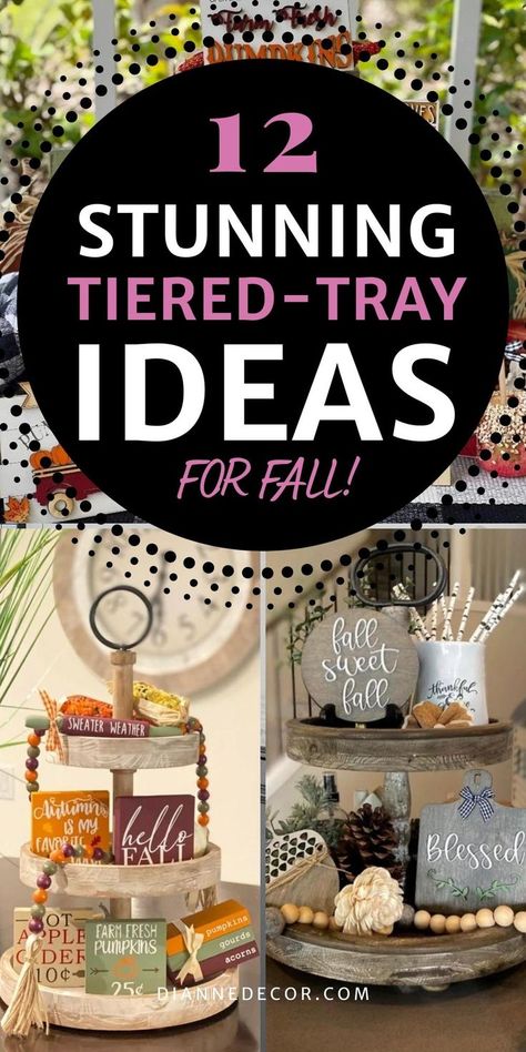 Fall Tiered Tray Decorating Ideas You'll Love Tray Decor Bedroom, Trays Decor Bedroom, Soothing Bedroom Paint Colors, Coffee Tray Ideas, Easy Diy Fall Crafts, Fall Tray Decor, Fall Tray, Soothing Bedroom, Summertime Crafts