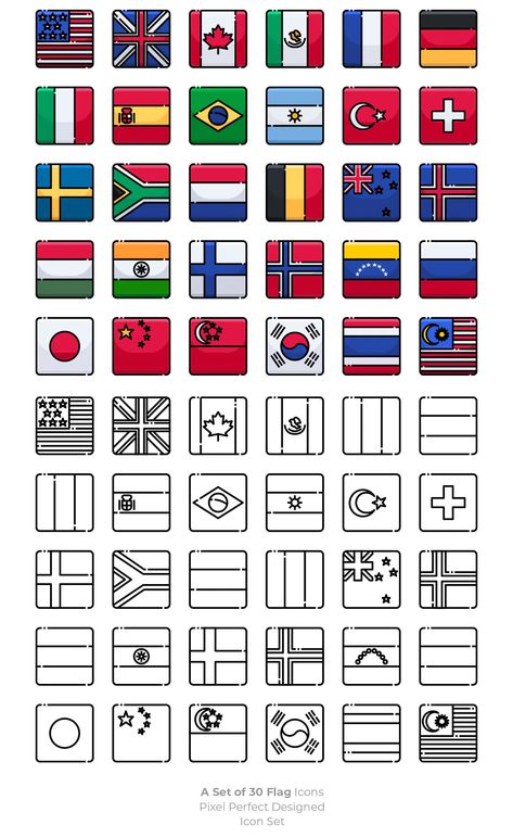 30 Country Flag Icons AI, EPS Different Country Flags, Country Flags Icons, Flags Of European Countries, Flag Of Europe, Flags Europe, County Flags, Study Craft, Europe Day, Flag Drawing