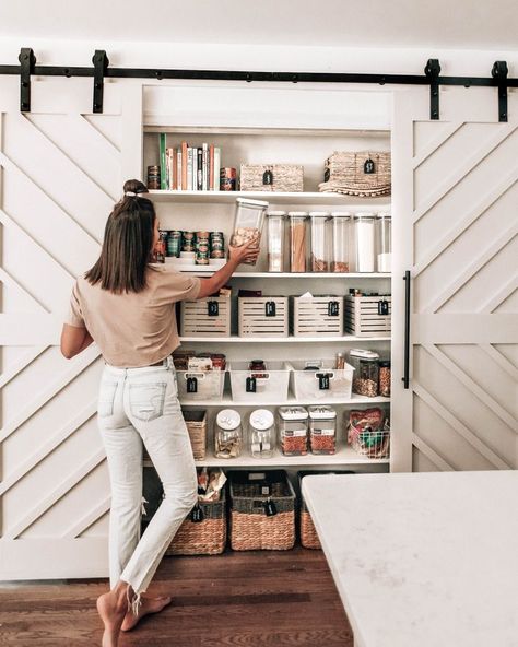 Our Pantry Organization Makeover - @prettyinthepines Narrow Kitchen Island, Pretty In The Pines, Open Pantry, Organized Pantry, Pantry Remodel, Narrow Kitchen, Large Kitchen Island, Kitchen Pantry Design, The Pines