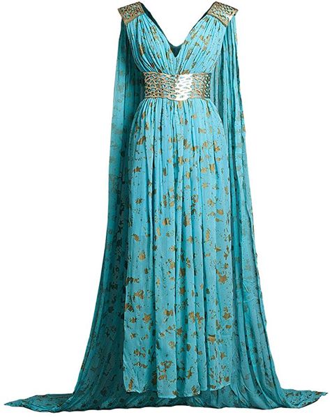 Daenerys Targaryen Blue Dress, Queen Daenerys Targaryen, Daenerys Targaryen Outfits, Game Of Thrones Queen, Queen Daenerys, Targaryen Cosplay, Daenerys Targaryen Cosplay, Movie Cosplay, Blue Chiffon Dresses