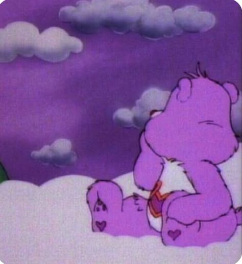 Care Bear Cartoon, Purple Care Bear, Care Bears Aesthetic, Bears Aesthetic, Cartoon Pfp, Bear Pink, Bear Wallpaper, Cartoon Icons, Care Bear