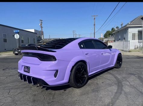 Purple Dodge Charger Hellcat, Purple Srt Hellcat, Purple Hellcat Charger, Purple Wrapped Car, Purple Dodge Charger, Purple Hellcat, Purple Race Car, Purple Car Interior, Demon Charger