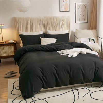 Tan Bedroom, Dark Bedding, Full Size Duvet Cover, Bedroom Decor Dark, Black Bed Set, Black Comforter, Black Duvet, Black Sheets, Black Duvet Cover