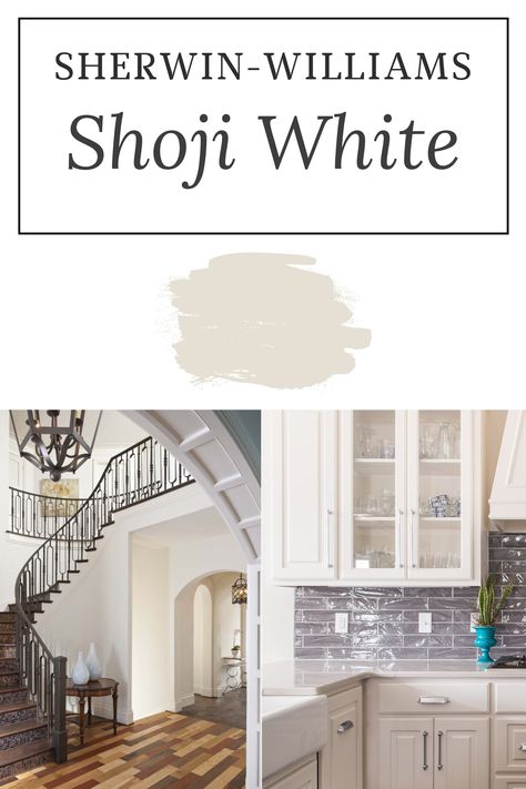 Ethereal White Paint Color, Sherwin Williams Everyday White, What Trim Color Goes With Shoji White, Shojo White Sherwin Williams, Evergreen Fog And Shoji White, Shoji White Color Scheme, Shoji White Vs Aesthetic White, Shoji White With Contrast Trim, Snowbound Vs Shoji White