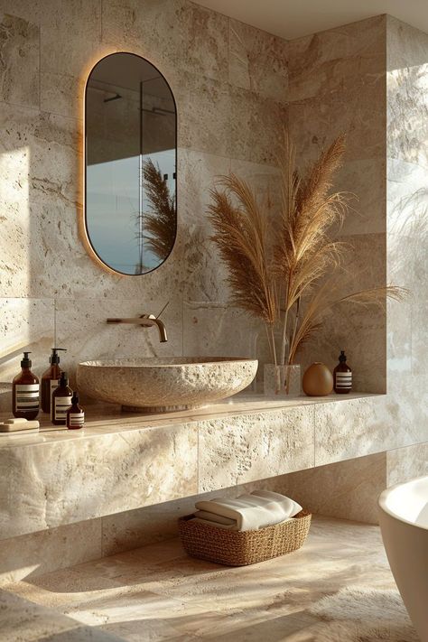 Earthy Bathroom Ideas, Organic Modern Interior Design, Organic Modern Interior, Earthy Bathroom, Organic Modern Bathroom, Spa Inspired Bathroom, Earthy Home Decor, Earthy Home, Bathroom Design Trends