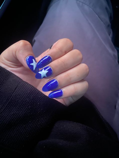 Blue Nails White Stars, White Star Nails, Royal Blue Nails, Nails White, Star Nails, White Stars, Blue Stars, White Star, Cutie Pie