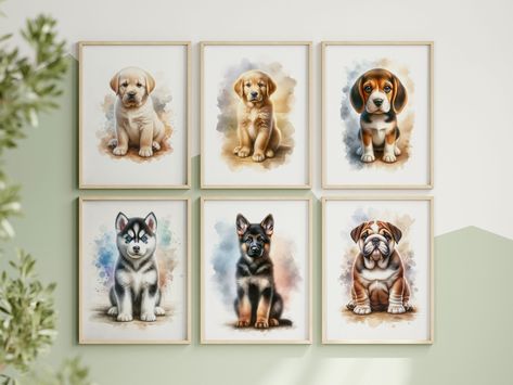 Puppy Nursery Decor, Watercolor Puppy, Puppy Decor, Puppy Nursery, Unique Holiday Decor, Animal Wall Art Nursery, Professional Presentation, Wall Art Nursery, Portrait Images