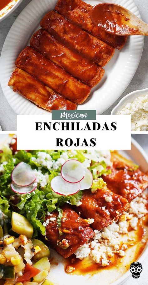 Chicken Enchiladas Easy Red Sauce, Red Sauce Chicken Enchiladas, Chicken Enchiladas Crock Pot, Enchiladas Rojas Recipe, Authentic Enchilada Recipe, Easy Red Sauce, Red Sauce Chicken, Crock Pot Chicken Enchiladas, Enchiladas Mexicanas