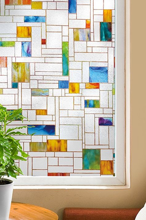 ARTSCAPE Melange Window Film 24" x 36" Window Privacy Film, Stained Glass Window Film, Modern Stained Glass, Decorative Window Film, Privacy Film, Window Privacy, Window Film Privacy, Window Films, Glass Pattern