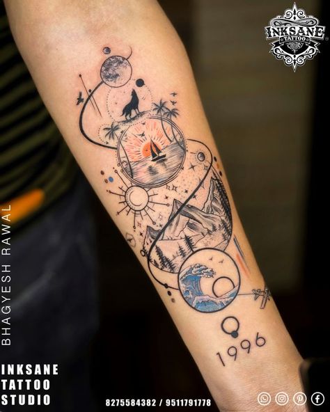 Tattoo Bunt, Adventure Tattoo, Tatuagem Masculina Pequena, Universe Tattoo, Forearm Band Tattoos, Herz Tattoo, Planet Tattoos, Foot Tattoos For Women, Wrist Tattoos For Guys