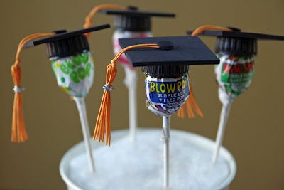 Lollipop Graduation Favors - Fun Family Crafts Blow Pops, Pre K Graduation, Graduation Crafts, Party Things, Batman Party, Graduation Party Favors, Graduation Favors, High School Graduation Party, Preschool Graduation