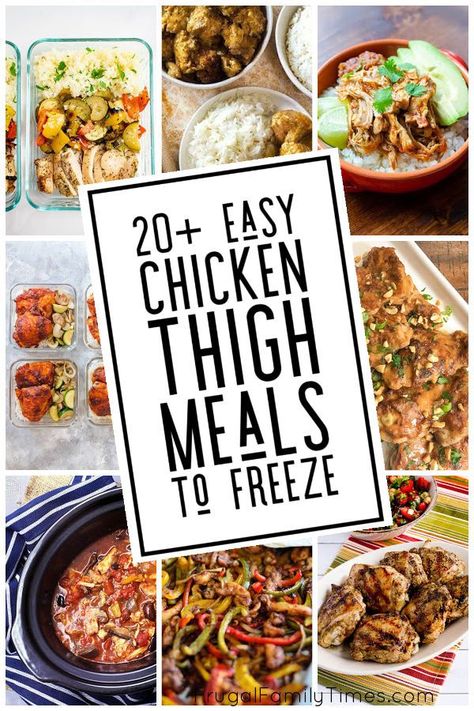 Save time and money with freezer meals: chicken thighs are tender and packed with iron. This collection of family friendly make ahead meals includes: marinated chicken recipes, slow cooker chicken recipes, instant pot chicken, pad thai chicken, fajitas and more. Meals for the freezer are a major time saver! More Freezer Meals Chicken, Minimalist Recipes, Freezer Meals Recipes, Pad Thai Chicken, Chicken Recipes Slow Cooker, Thm Dinner, Meals Chicken, Crockpot Chicken Thighs, Chicken Freezer Meals