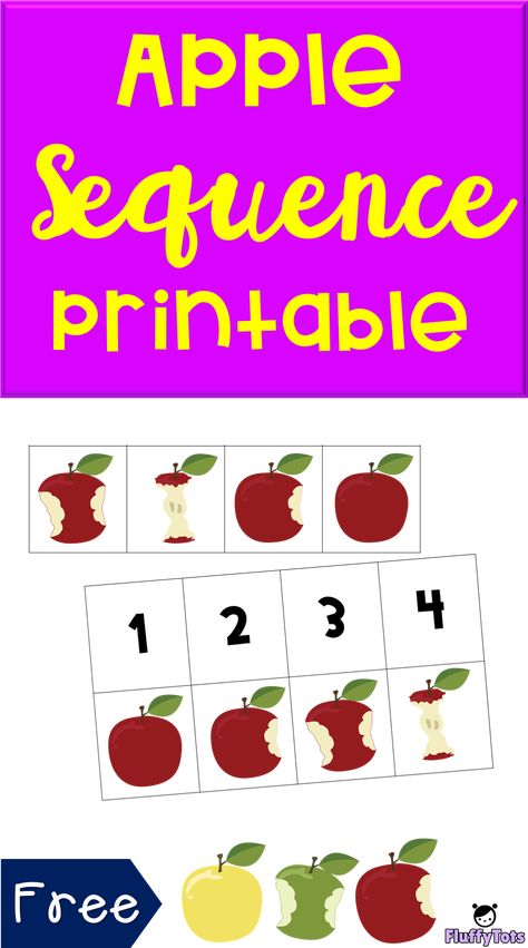 FREE Apple Sequencing Printable Apple Sequence Printable, Apple Sequencing Preschool, Sequence Worksheet, Playing Preschool, Health Preschool, Preschool Apple Activities, Butterfly Life Cycle Activity, September Lessons, Apple Week