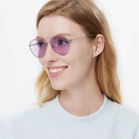 A timeless and retro-vintage heart-shaped style boasting exceptional quality, durability, and comfort. Buy Silver-Purple Geek-Chic Aviator Geometric Tinted Sunglasses with Light Purple Sunwear Lenses now! Clear Eyeglasses, Nose Shapes, Progressive Lenses, Purple Gradient, Aviator Style, Gradient Sunglasses, Tinted Sunglasses, Retro Vintage Style, Vintage Heart