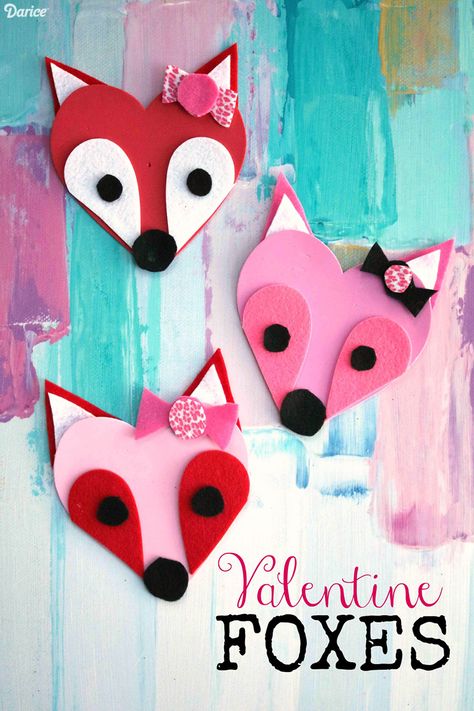 Fox Valentine, Quotes Valentines Day, February Crafts, Easy Valentine Crafts, Valentine's Day Crafts For Kids, Preschool Valentines, Valentine Crafts For Kids, Friends Diy, Diy Projects For Kids