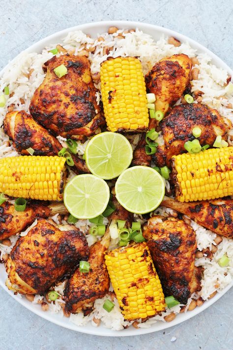 Peri Peri Chicken like Nandos Coconut Lime Rice, Nando's Chicken, Rice And Corn, Chicken And Corn, Peri Chicken, Peri Peri Chicken, Sweet Potato Wedges, Lime Rice, Peri Peri