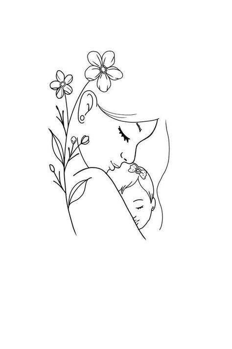 Mother Shoulder Tattoo Ideas, Tattoos For Newborn Daughter, Mama Tattoo Ideas, Drawing Sketches Tattoo, Mom And Daughter Drawing, Mutterschaft Tattoos, Mother And Baby Tattoo, Mom Silhouette, Motherhood Tattoos