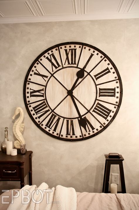 DIY Giant Tower Wall Clock Diy Wall Clock Ideas, Giant Wall Clock, Large Wall Clock Decor, Tower Clock, Extra Large Wall Clock, Do It Yourself Decoration, Diy Wall Decor Ideas, Big Clocks, Diy Wall Clock