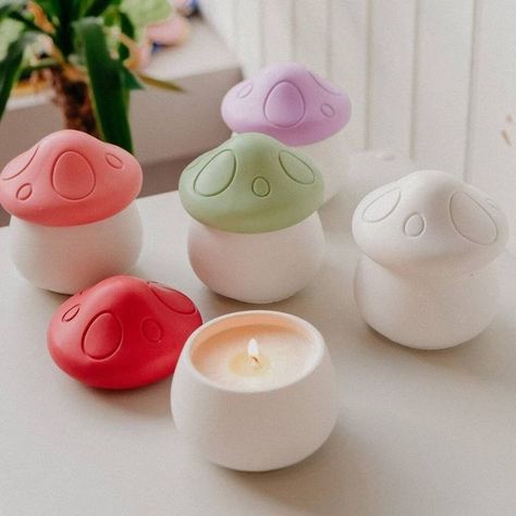 Mushroom Candle, Lilin Aroma, Crea Fimo, Clay Candle, Pumpkin Chai, Diy Aromatherapy, Formy Silikonowe, Wax Molds, Candle Making Molds