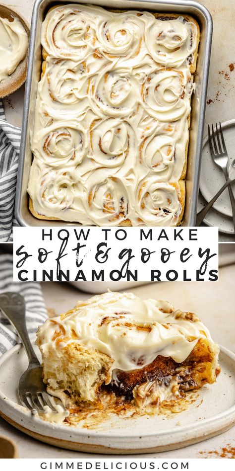 Learn how to make the BEST mouth-watering cinnamon rolls at home. These cinnamon rolls with cream cheese icing are chewy, soft & fluffy and will become your go-to cinnamon rolls! Cinnamon Rolls Homemade Recipe, Cinnamon Rolls Homemade Easy, Easy Cream Cheese Icing, Recipe Cinnamon Rolls, Rolls From Scratch, Overnight Cinnamon Rolls, Cinnamon Rolls From Scratch, Fluffy Cinnamon Rolls, Cinnamon Roll Recipe Homemade