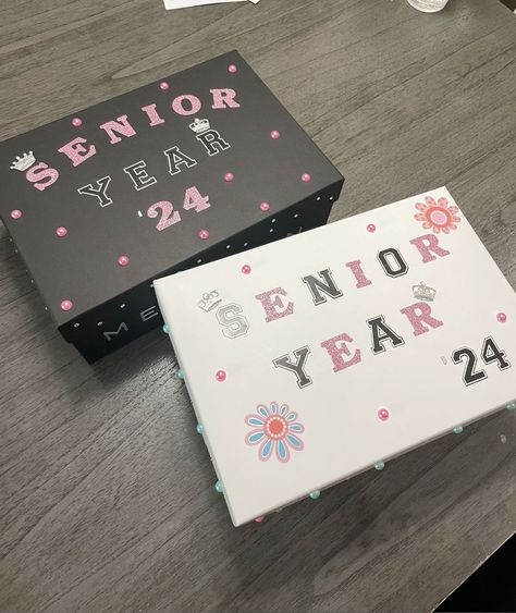 Senior Keepsake Boxes, Freshmen Box Ideas, Senior Memory Box Ideas 2024, High School Boxes, Senior Year Box Ideas 2025, Senior Box Ideas 2024, Senior Year Boxes, Senior Things To Do, High School Memory Box Ideas Diy