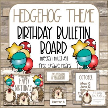 Hedgehog Classroom Decor Happy Birthday Bulletin Board & More | TpT Hedgehog Bulletin Board Ideas, Hedgehog Classroom Decor, Hedgehog Classroom Theme, Hedgehog Decor, Forest Theme Classroom, Birthday Bulletin Board, Kindergarten Bulletin Boards, Childcare Ideas, Birthday Board Classroom