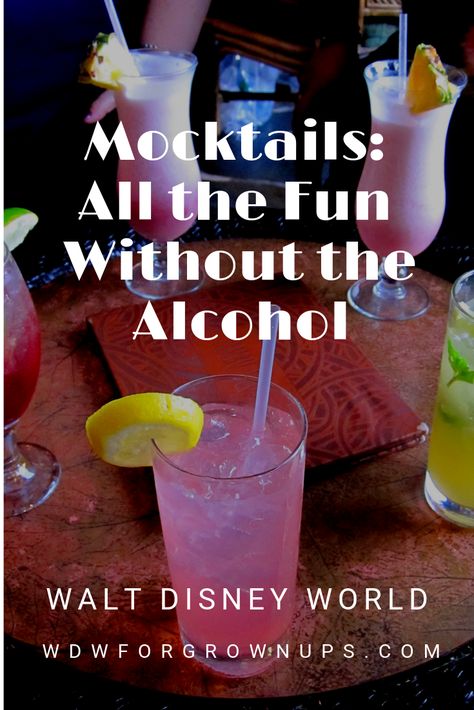 Disney Mocktails: All the Fun Without the Alcohol. Walt Disney World Disney Mocktail, Disney Mocktails Non Alcoholic, Disney Mocktail Recipe, Menu Movie, Disney Alcoholic Drinks, Disney Cocktails, Disney World For Adults, Cocktail And Mocktail, Family Vacay