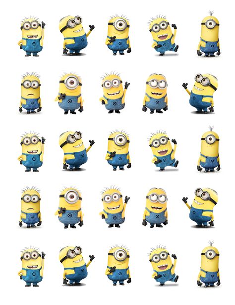 Despicable Me Minions Printable Party approx. 1.5" height. Cutouts for Cupcakes, Favors, Toppers, Stickers... Minion Classroom, Minion Stickers, Minion Baby, Despicable Me Party, Minion Theme, Despicable Me Minions, Minion Birthday Party, Birthday Date, Minion Birthday