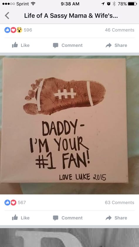 #1 fan football foot print Father's Day gift Father Sday, Fan Diy, Diy Father's Day Crafts, Fathers Day Art, Vogue Kids, Footprint Crafts, Fathers Day Ideas, Diy Father's Day Gifts, Footprint Art