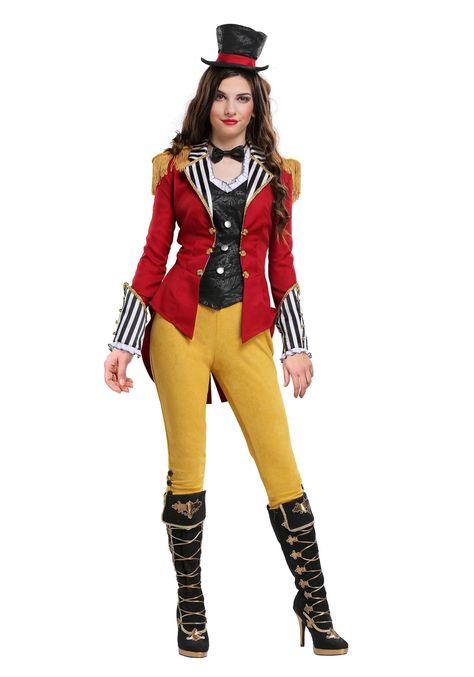 PRICES MAY VARY. Polyester Button closure Size: X-Large Jacket: 100% polyester, pants: 92% polyester 8% spandex, shirt front: 100% polyester back: 94% polyester 6% spandex Vest is a pullover with faux buttons and ruffles around the collar Fitted red jacket has tassels?on the shoulders striped cuff with buttons. Pants have elastic waistband and buttons on the side The Fun Costumes Ravishing Ringmaster Costume The Ringmaster's job is to bring everyone to the fun and make sure they are still dreami Lion Tamer Halloween Costume, Circus Costume Kids, Circus Costumes Women, Ringmaster Costume, Big Top Circus, Circus Outfits, Lion Tamer, Plus Size Costume, Costume For Women