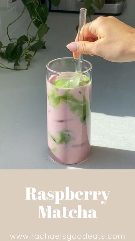 Raspberry Matcha Latte, Iced Matcha Recipe, Matcha Raspberry, Raspberry Matcha, Raspberry Milk, Aesthetic Recipes, Matcha Drinks, Matcha Lemonade, Follicular Phase